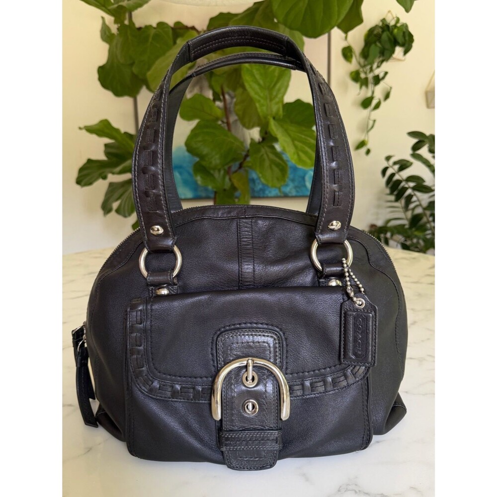 Coach Vintage Y2K Soho Courtney Domed Leather Laced Satchel F13111 Black Silver